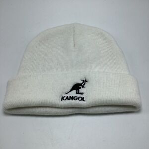 Kangol Beanie White Acryclic Cuff Pull On Ribbed Hat Skull Cap